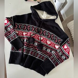 No Boundaries Black and Red Patterned Sweater